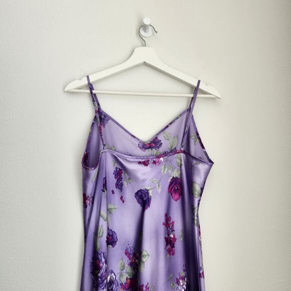 Vintage Gilligan O'Malley Purple Floral Lingerie Slip Dress XL - Picture 8 of 10